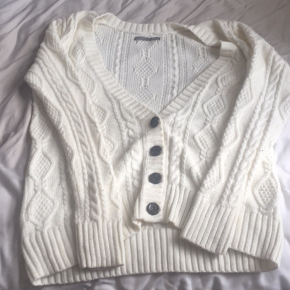 Cute White Rubbish Button Up Cardigan in M - Picture 3 of 3